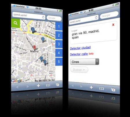comil.us, búsqueda de lugares de ocio en web/iPhone/iPod Touch
