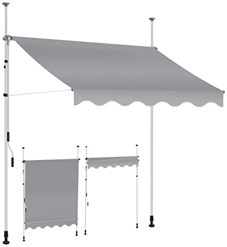 KESSER® Toldo para balcón con manivela, toldo para Balcones, Resistente a los Rayos UV, Regulable en Altura, Repelente al Agua, protección Solar, Cubierta para Patios, (Gris, 400cm)