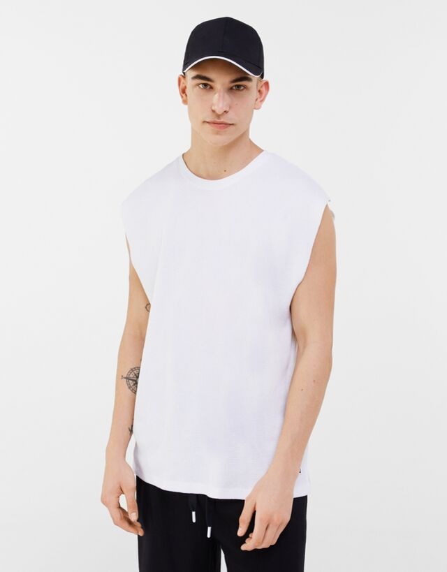 Camiseta de tirantes microwaffle con cuello redondo