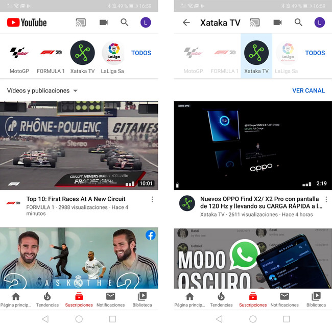 YouTube para Android ya permite filtrar tus suscripciones para ver las ...
