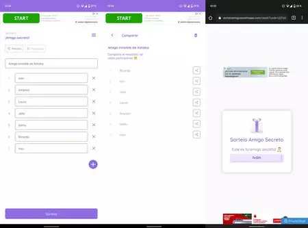 アプリは抽選を実行し、結果へのリンクを WhatsApp で共有できるようにします