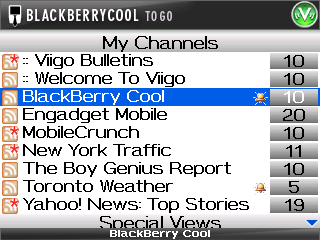 Viigo, lector de feeds para Blackberry