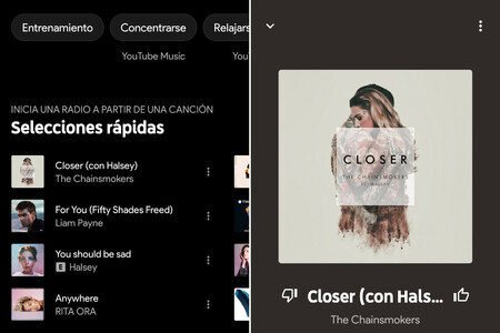 YouTube Music añade 'selecciones rápidas', para escuchar una radio basada en tus canción favorita