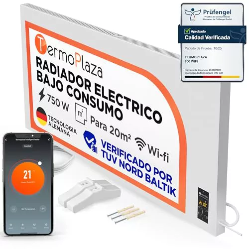 Termoplaza Radiador Electrico WiFi Bajo Consumo 750 Vatios hasta 20m2 