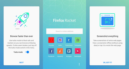 No te pierdas Firefox Rocket, la versión mini con bloqueo de publicidad, ahorro de datos y más