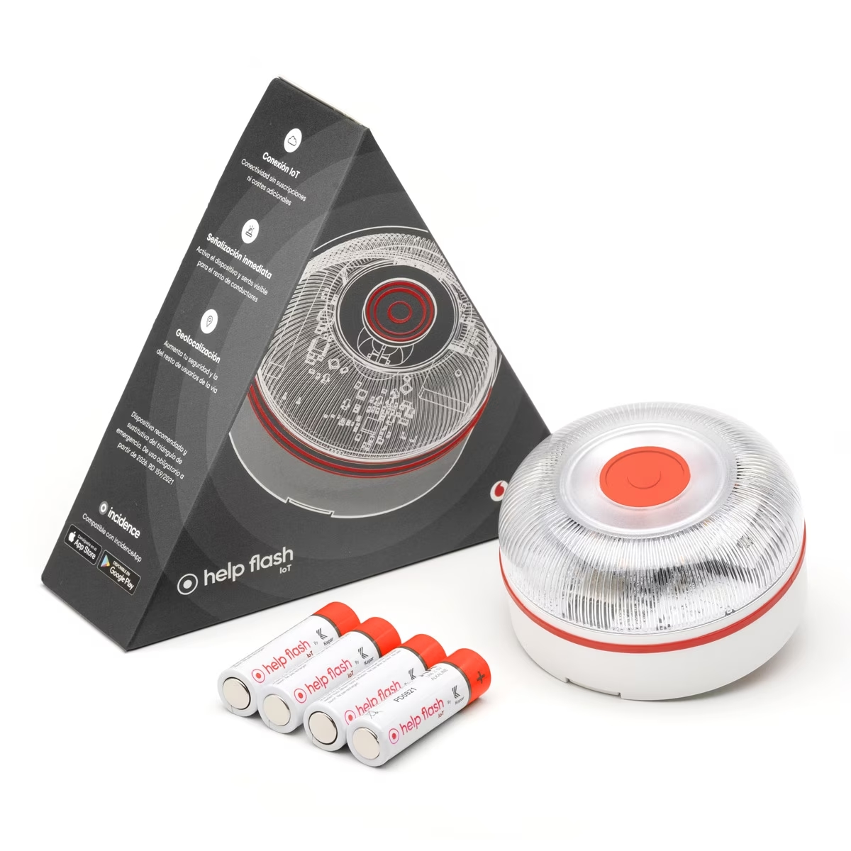 Luz de emergencia V16 help flash IoT, homologada y conectada anónimamente con La DGT 3.0