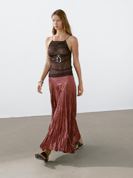 Falda plisada Massimo Dutti