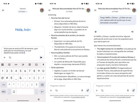 Dado que sabe mis gustos, Gemini puede recomendarme pelis