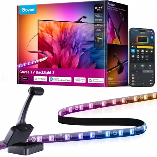 Govee TV Backlight 3 Dual Cámara, 3,6m RGBWIC Tira LED para 55-65 Pulgadas