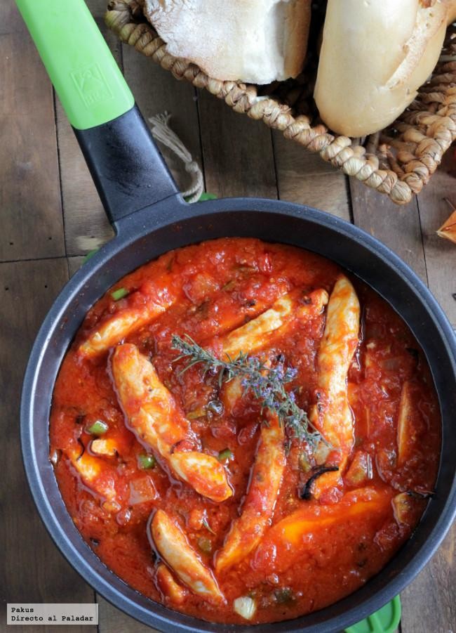 Receta de pollo con salsa de tomate picante o pechugas de pollo all' arrabbiata