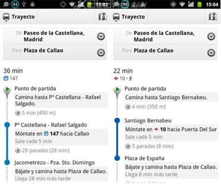 Google Transit ahora muestra información en tiempo real del transporte público en Madrid