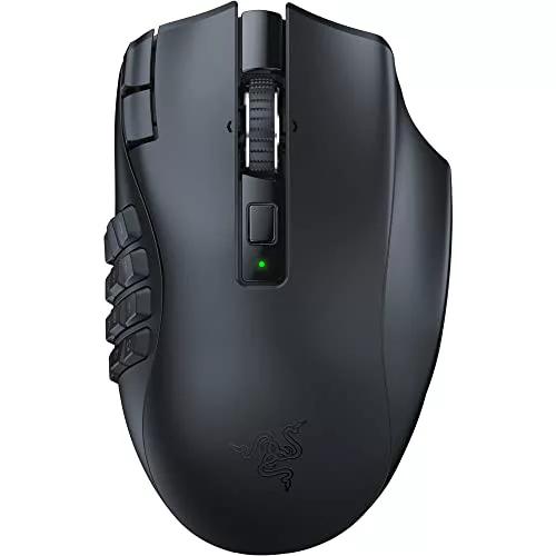 Razer Naga V2 HyperSpeed - Ratón Inalámbrico Ergonómico para Juegos MMO, 19 Botones Programables, Hyperspeed, hasta 250 Horas de Duración De La Batería, Sensor Óptico Focus Pro 30K, Negro