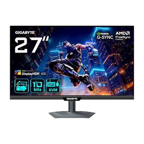GIGABYTE M27UP Monitor de Juego 27” 4K UHD - Modo Dual (4K 160Hz o FHD 320Hz), 3840 x 2160, 1ms, 350 CD/m², FreeSync Premium, DisplayHDR400, HDMI 2.1, DisplayPort 1.4