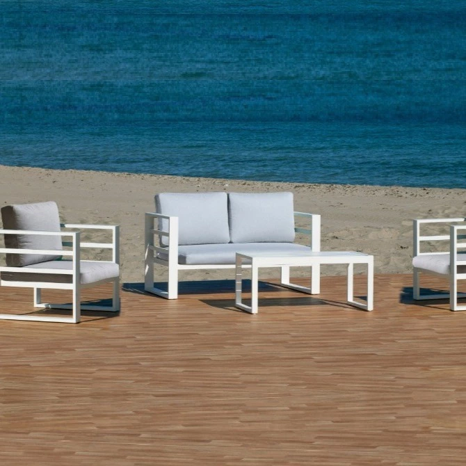 Conjunto de jardín CAMBEL blanco de 4 plazas
