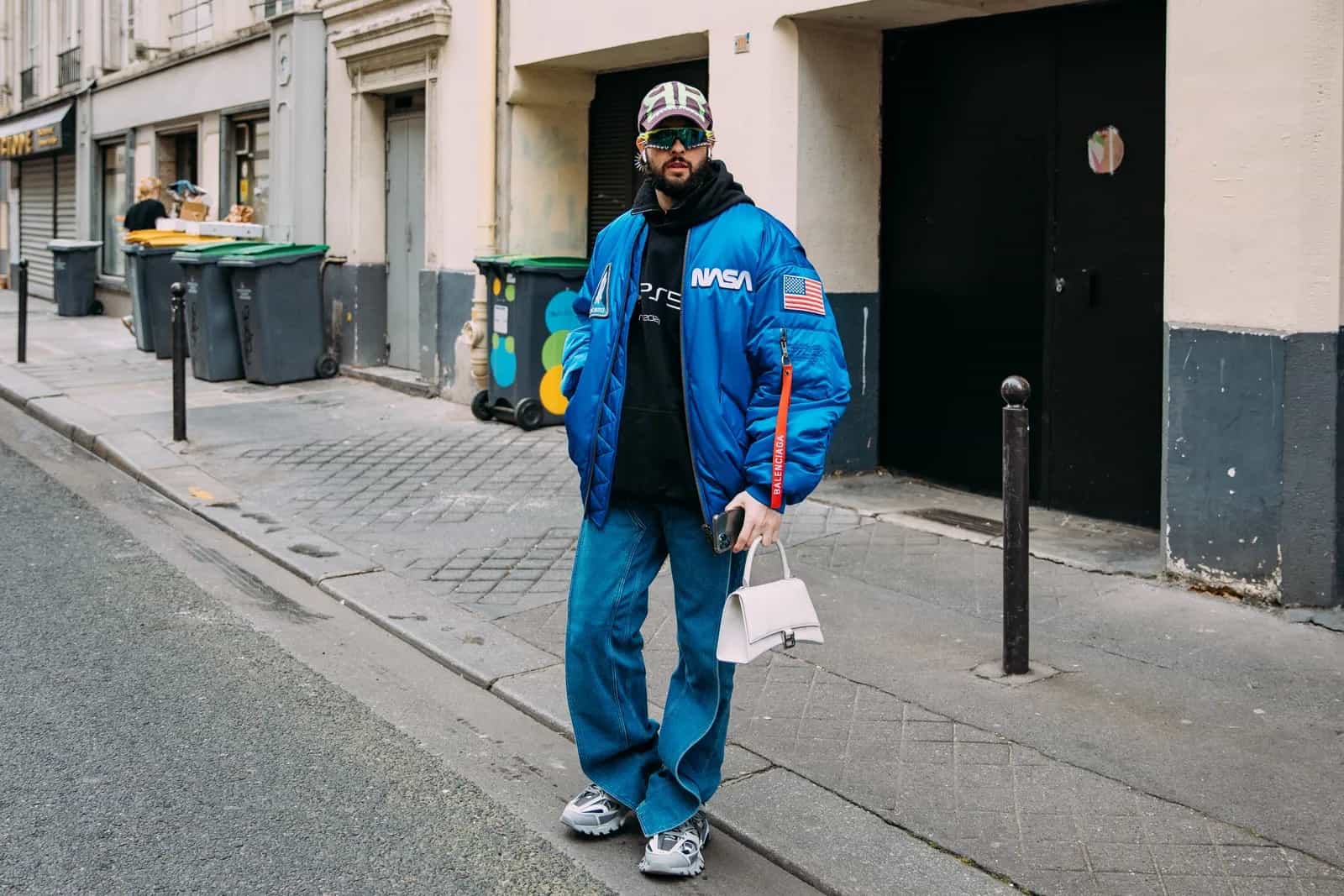 Chaqueta de plumas azul de pana de Topman