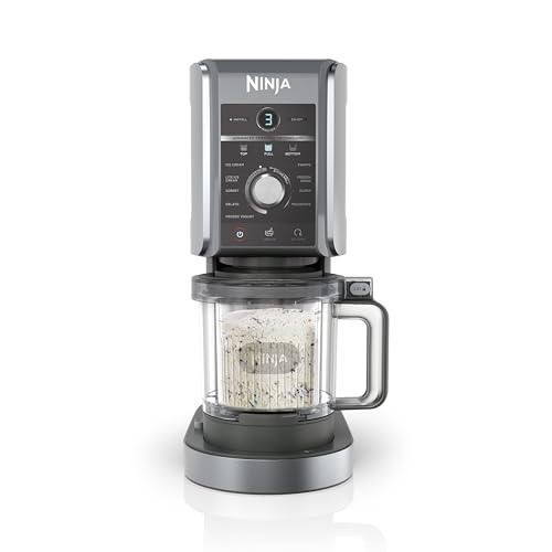 Ninja CREAMi Deluxe heladera con 2 Sabores en 1-10 Programas para Gelato, Sorbete, Granizados, Yogur Helado y Batidos - 2 Tarrinas de 710 ml - Plateado, NC502EU