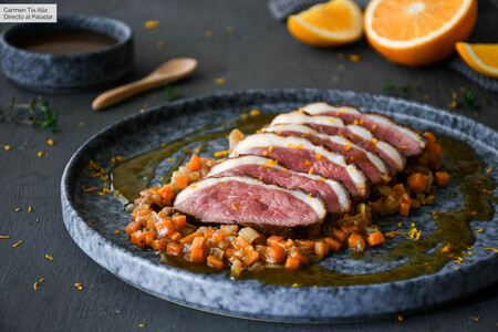 Magret De Pato Con Verduras Y Salsa De Naranja
