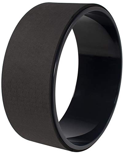 Signature Fitness Rueda de yoga para estirar la rueda de yoga, soporte cómodo para posturas de yoga y flexiones de espalda, color negro