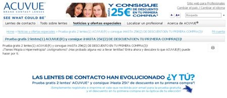 Prueba gratis ACUVUE y consigue ¡hasta 25€ de descuento en tu primera compra!