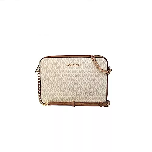 Michael Kors Jet Set East West Large Crossbody Vanilla MK Signature, Bolso para Mujer, Multicolor (Multicolor), Talla única