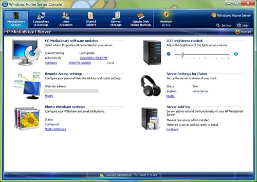 Consola de Windows Home Server
