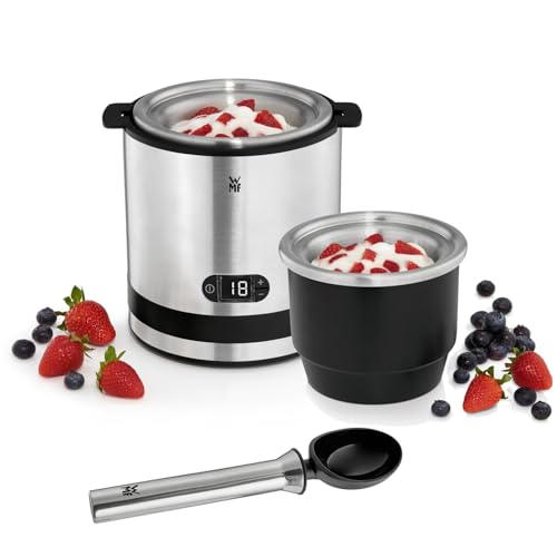WMF Kitchenminis - Heladera 3 en 1, yogur helado, sorbete, helado, 12 W, pantalla cristal, función contador, incluye cuchara de helados