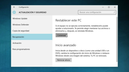 Restablecer Windows 10