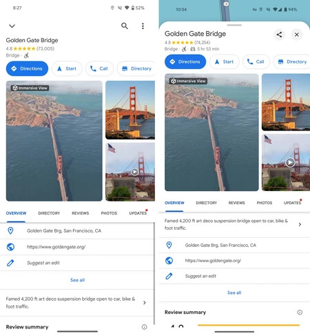 現在のデザイン(左)と新しいデザイン(右)。 9to5Google のスクリーンショット