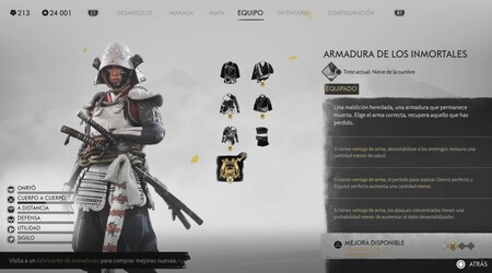 Stats Armadura Samurai Inmortal