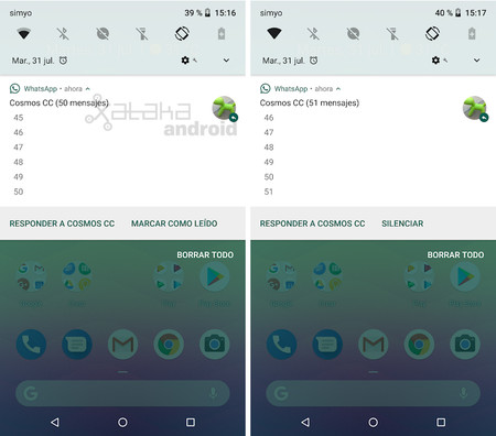 Marcar como leído Silenciar Whatsapp