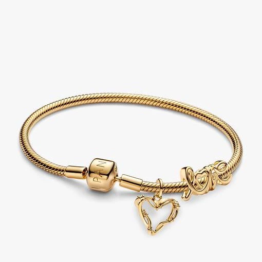 Conjunto de Regalo Pulsera, Medallón Pandora Me Corazón y Charm Love
