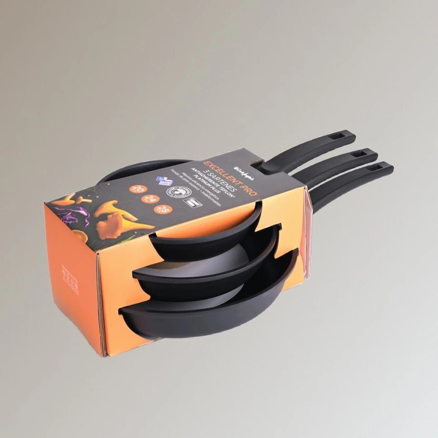 Set de 3 sartenes de aluminio fundido Excellent Pro