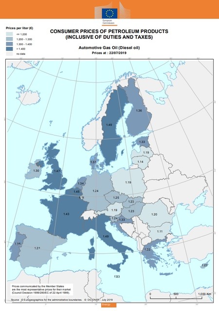 Mapa Precios Diesel Europa