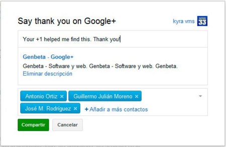 ¿Te ha sido útil alguna vez la búsqueda social de Google+? Google te anima a agradecerlo
