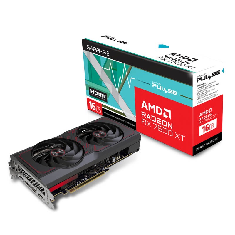 Tarjeta Gráfica Sapphire Pulse AMD Radeon RX 7600 XT Gaming OC 16GB GDDR6
