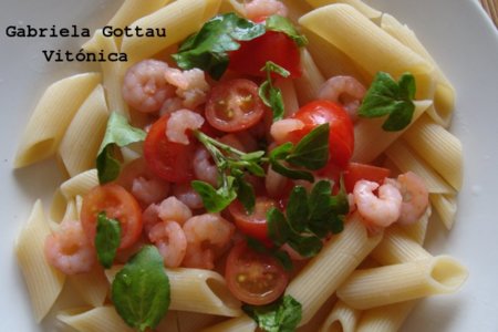 Pasta con camarones. Receta saludable
