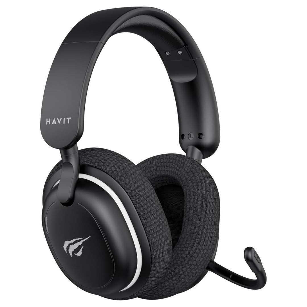 Havit Headset Gamer Fuxi H7SE, Sem Fio 2.4GHz e Bluetooth, Drivers 40mm, Microfone Destacável, 43h de Bateria, Preto, Compatível com PC, PS4, PS5, Switch
