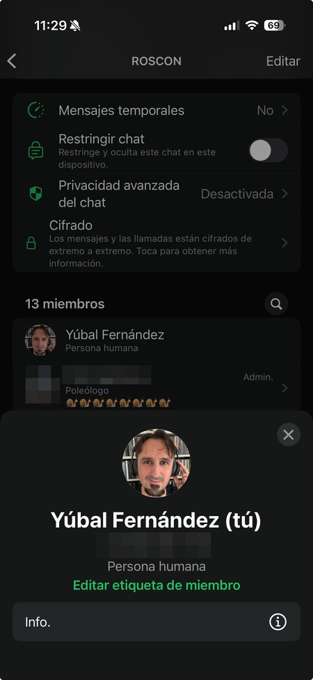 Como configurar sua etiqueta em um grupo do WhatsApp - Passo 3