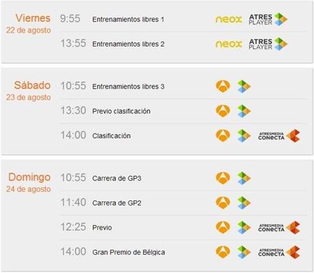 Horarios Bélgica