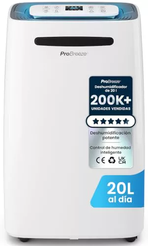 Pro Breeze Deshumidificador 20L Antihumedad, Deshumidificador Silencioso para Habitaciones hasta 30 m²