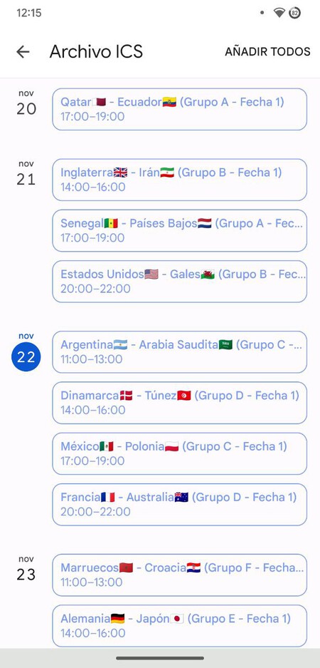 Calendario Mundial Google