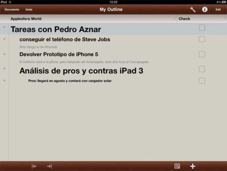 Omnioutliner para iPad, a fondo: organiza todas tus ideas y proyectos