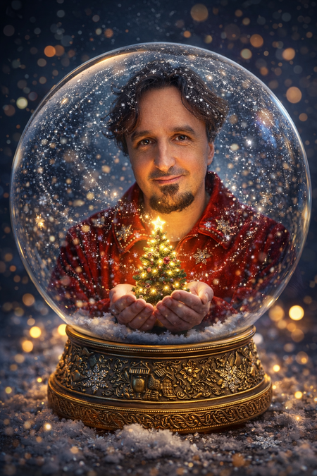 Bola de cristal con nieve con tu foto