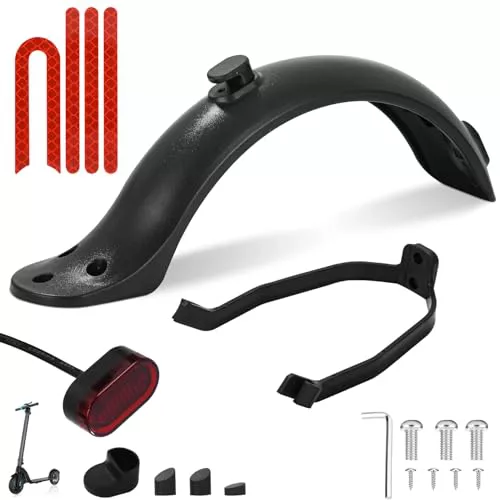 Ixydor Guardabarros Trasero para Scooter, Accesorios para Patinete Electrico para Xiaomi M365 1S con Soporte Guardabarros, Luz Trasera, Tornillo, Tira Reflectante