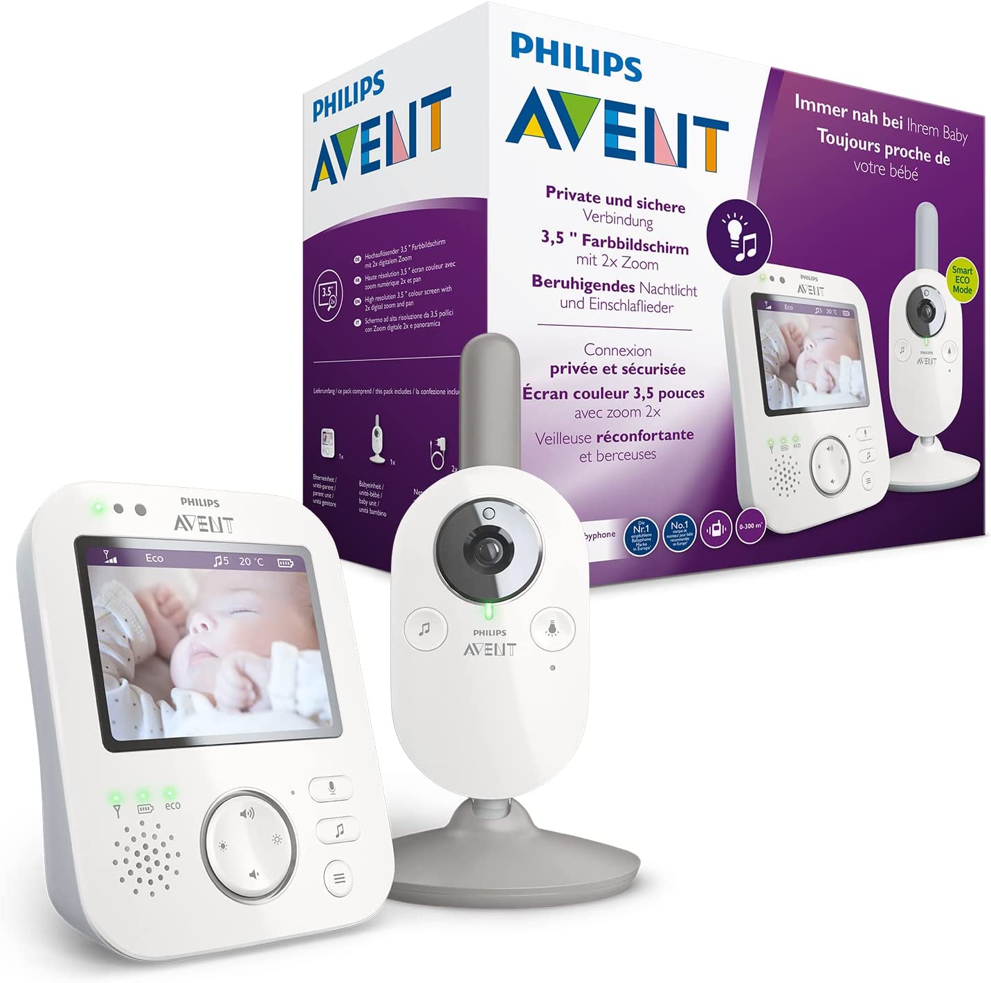 Philips Avent DECT - Vigilabebés con vídeo digital, luz nocturna y temperatura