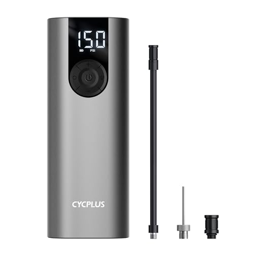 CYCPLUS Compresor de Aire portátil Tire Inflator, 150 PSI con Pantalla LCD Digital de medición de presión, Compresor de Aire eléctrico para Coche, Motocicleta, Bicicleta y Pelotas