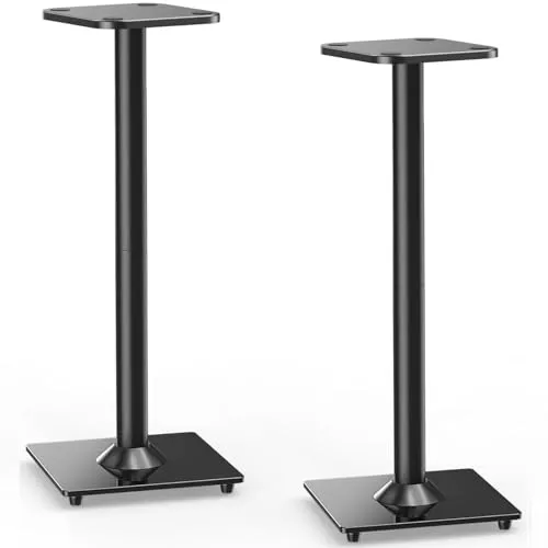 ELIVED Soporte universal para altavoces de 785 mm de altura con base de cristal para altavoces satélite, gestión de cables integrada para Bose JBL Sony, etc. Capacidad de carga de 10 kg