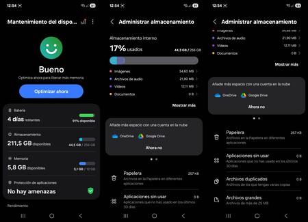 almacenamiento Galaxy