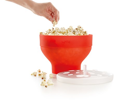 Lékué Bol colapsable para cocinar palomitas caseras, silicona Rojo, 2800 ml