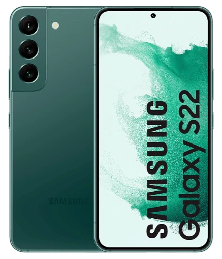 モバイル - Samsung Galaxy S22 5G、グリーン、256 GB、8 GB RAM、6.1 インチ FHD+、Exynos 2200、3700 mAh、Android 12。